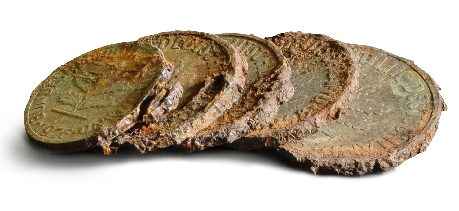 coins image belonging to the modern times exhibition at LWL Museum fur Arkaeologie